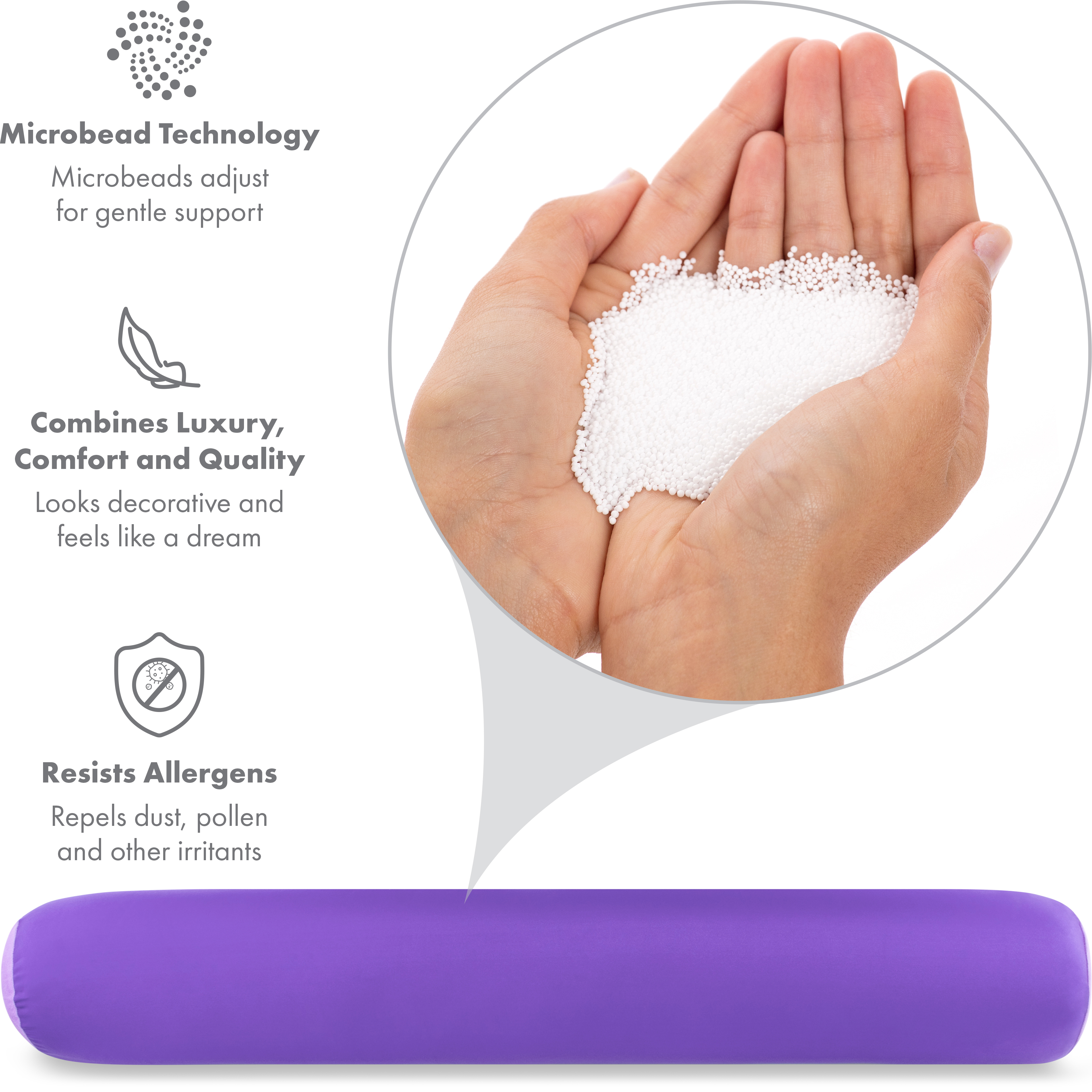 Dark Lavender, COVER Only Microbead Body Pillow