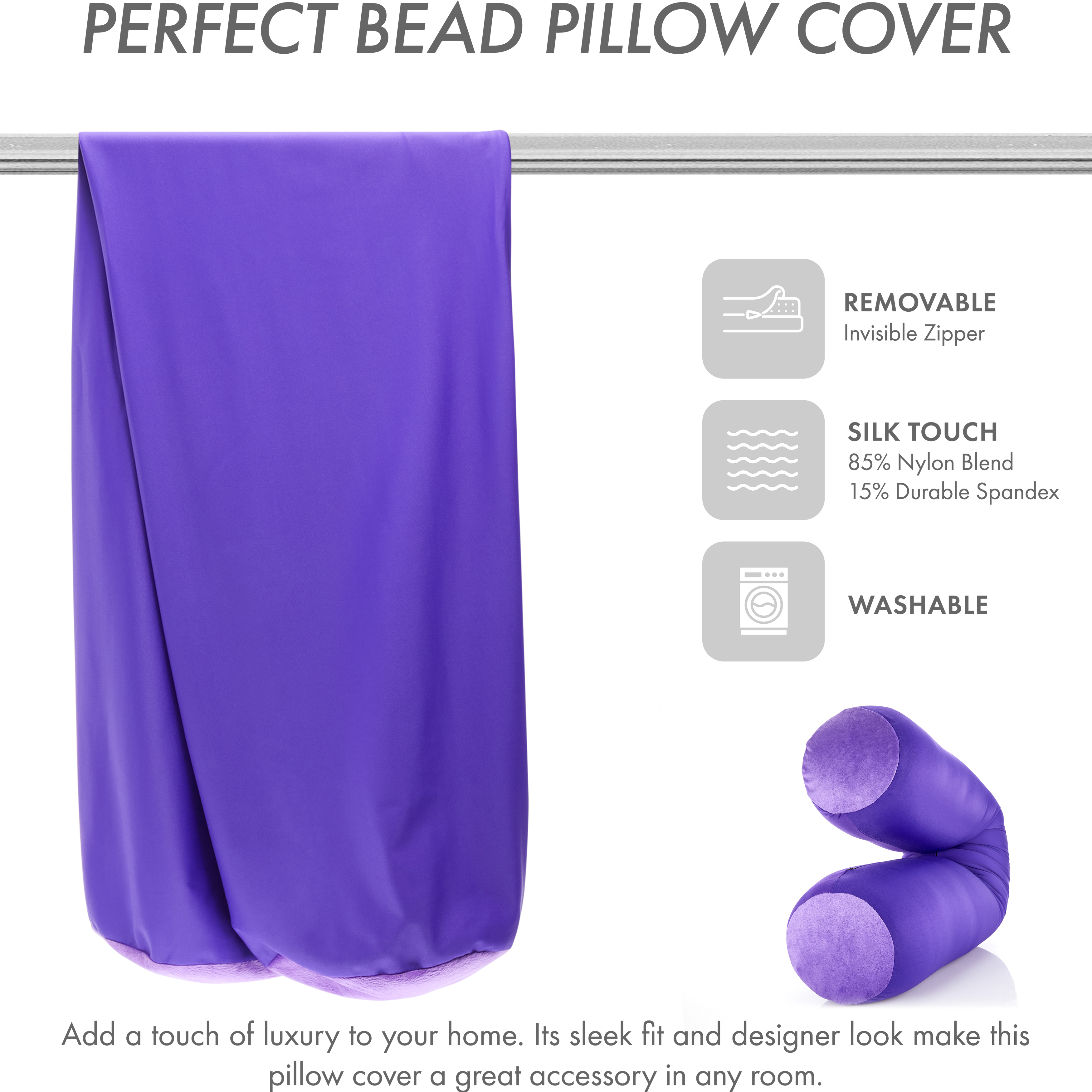 Dark Lavender, COVER Only Microbead Body Pillow